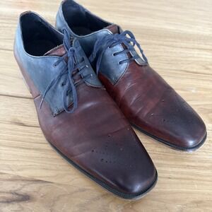 Carrucci Capper Mens 9 Brown Blue/grey Two Tone Leather Dress Shoe